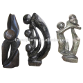 Stone abstract happy family in sculptures father and children statues